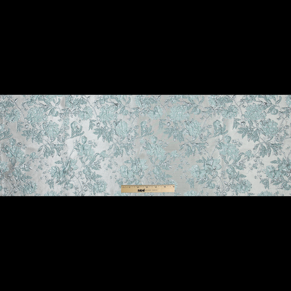Pale Gold and Seafoam Blue Luxury Floral Metallic Brocade - Full Pale Gold and Seafoam Blue Luxury Floral Metallic Brocade - Full