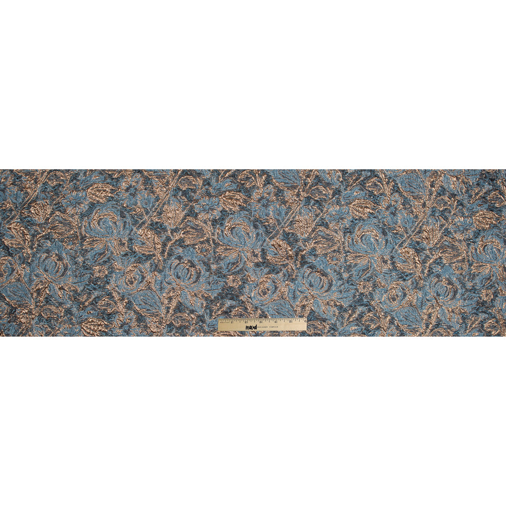 Blue and Gold Luxury Abstract Metallic Brocade - Folded Blue and Gold Luxury Abstract Metallic Brocade - Folded