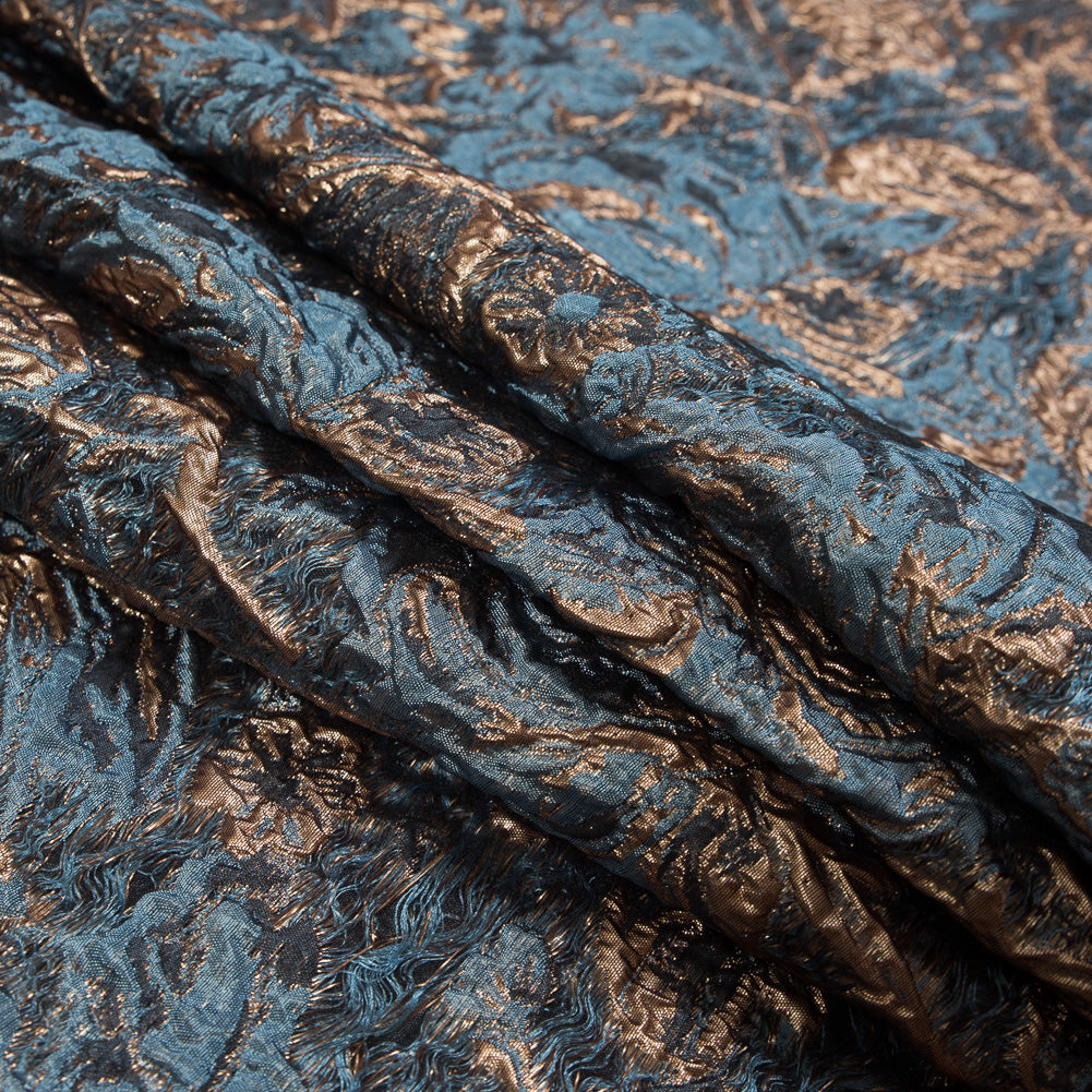 Blue and Gold Luxury Abstract Metallic Brocade - Detail Blue and Gold Luxury Abstract Metallic Brocade - Detail