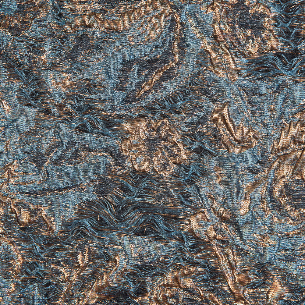 Blue and Gold Luxury Abstract Metallic Brocade - Full Blue and Gold Luxury Abstract Metallic Brocade - Full