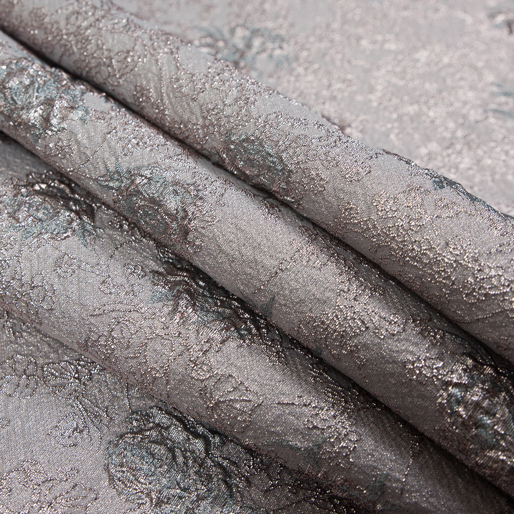 Rose Gold and Pale Blue Luxury Floral Metallic Brocade - Detail Rose Gold and Pale Blue Luxury Floral Metallic Brocade - Detail