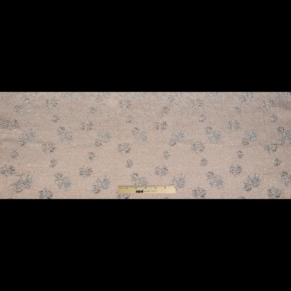 Gold and Sky Blue Luxury Floral Metallic Brocade - Folded Gold and Sky Blue Luxury Floral Metallic Brocade - Folded