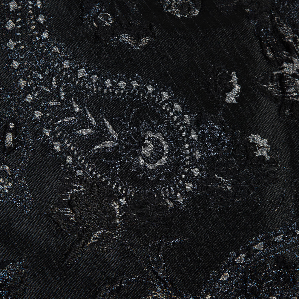 Black and Silver Luxury Paisley Metallic Brocade - Full Black and Silver Luxury Paisley Metallic Brocade - Full