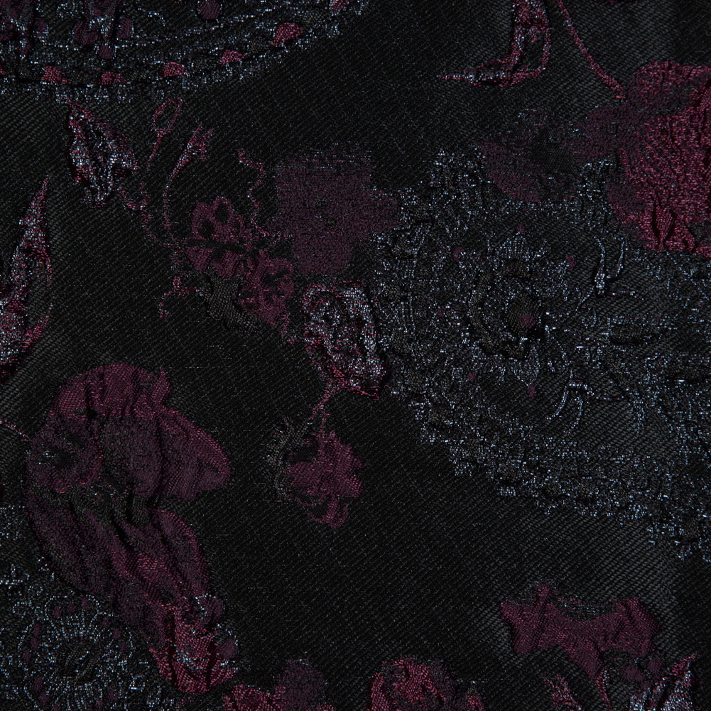 Aubergine and Black Luxury Paisley Metallic Brocade - Full Aubergine and Black Luxury Paisley Metallic Brocade - Full