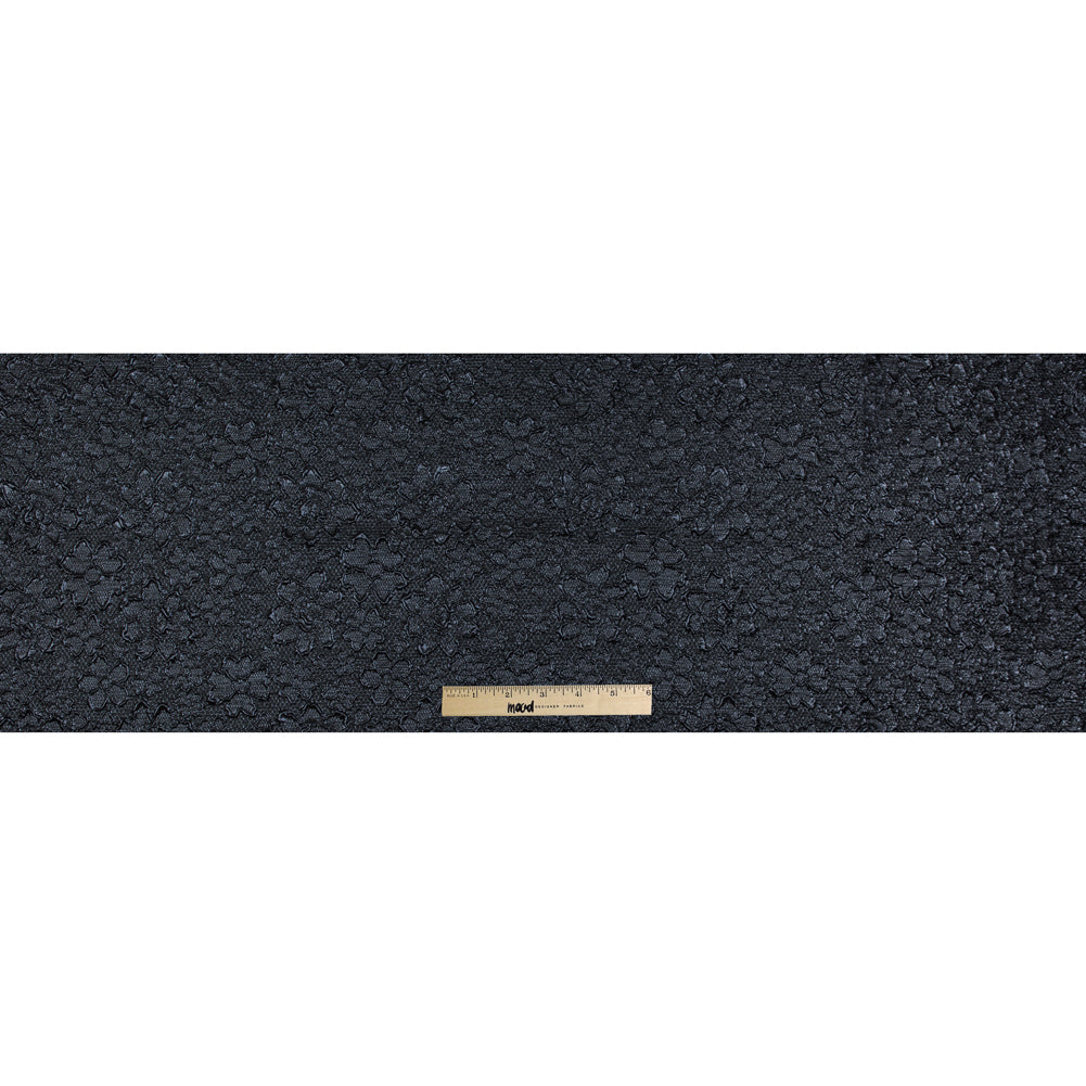 Midnight Blue Luxury Floral Metallic Brocade - Folded