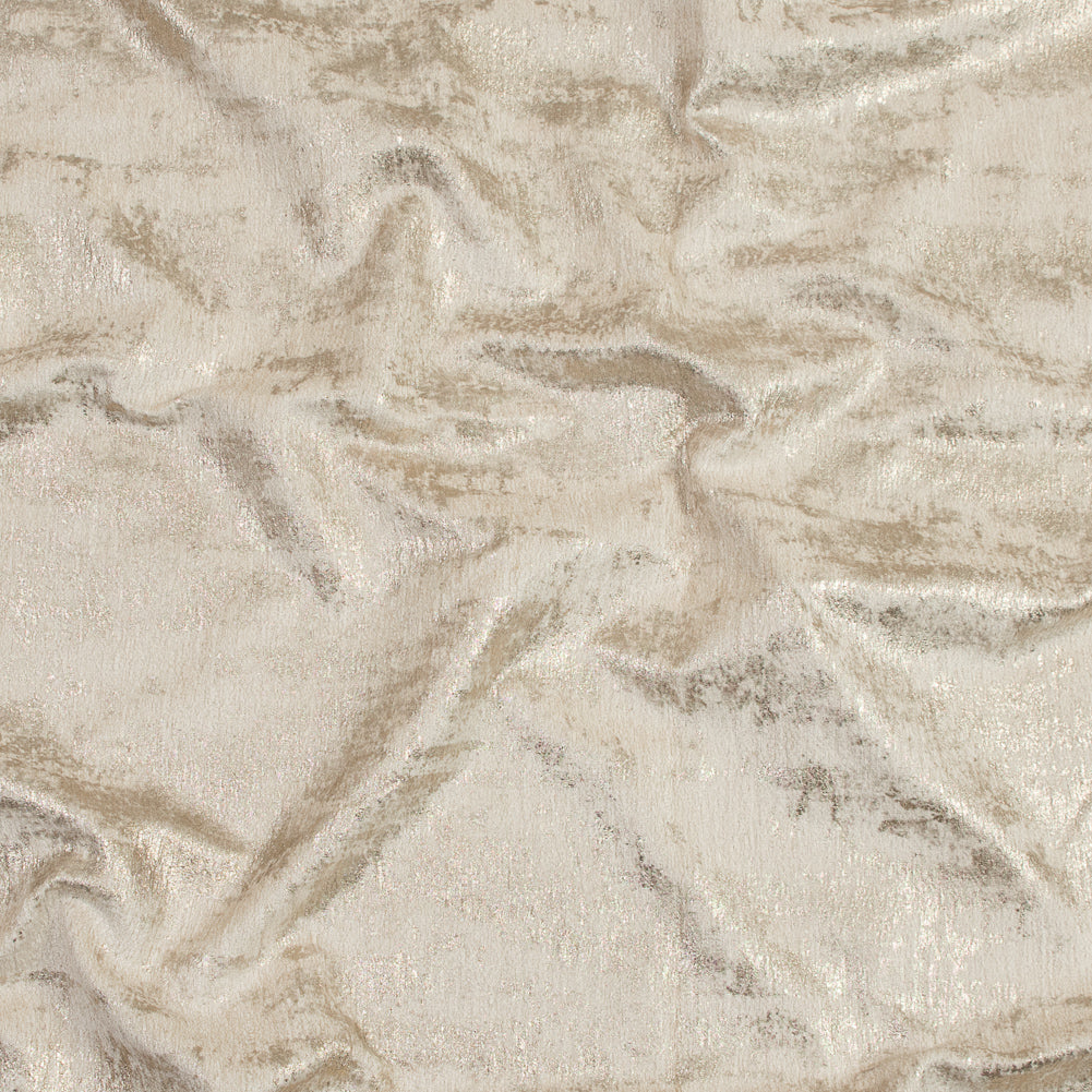 Beige Polyester Chenille with Metallic Gold Foil Beige Polyester Chenille with Metallic Gold Foil