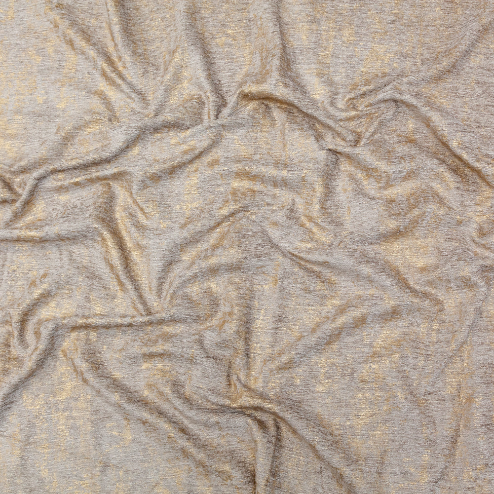Beige Polyester Chenille with Metallic Gold Foil Beige Polyester Chenille with Metallic Gold Foil