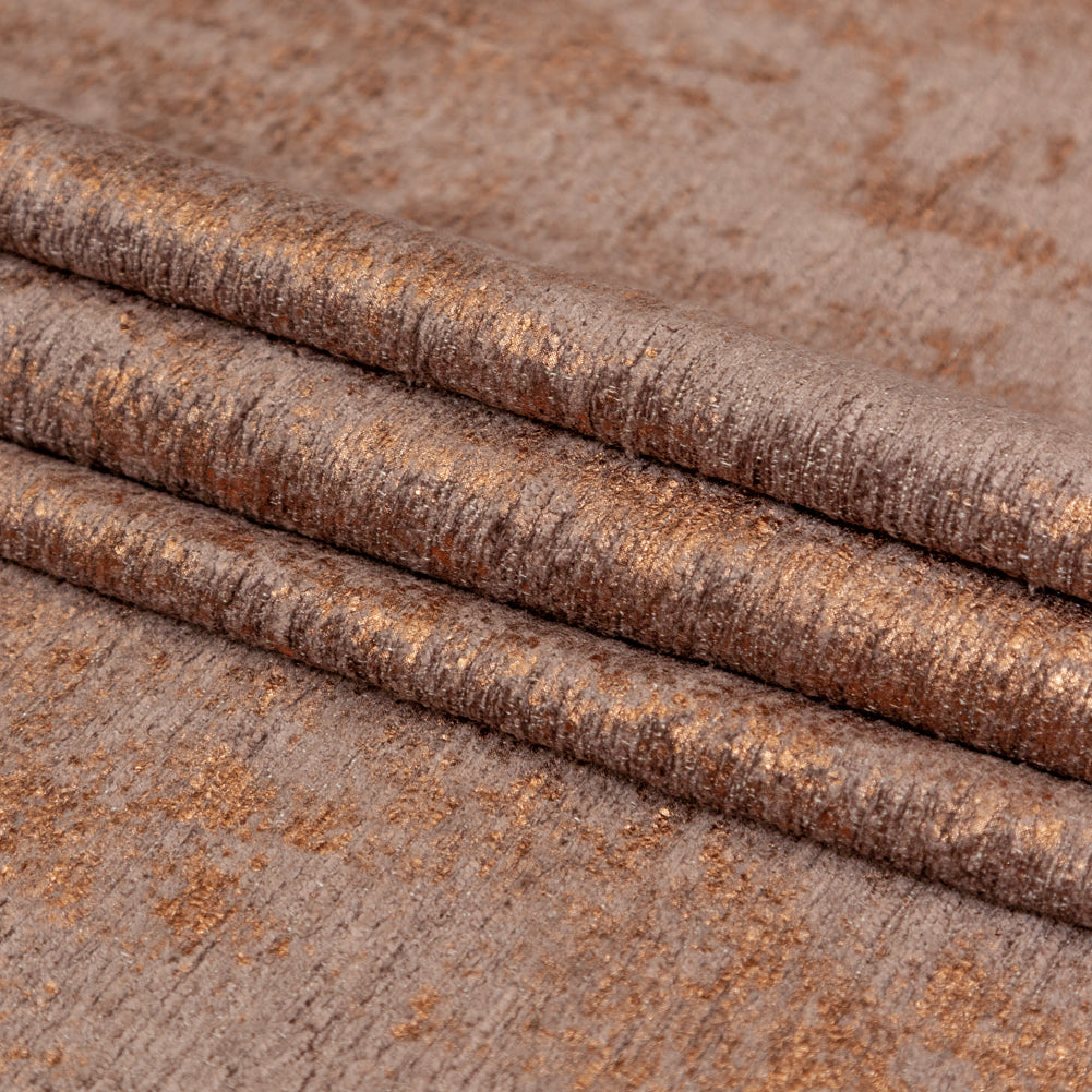 Brown Polyester Chenille with Metallic Bronze Foil - Folded Brown Polyester Chenille with Metallic Bronze Foil - Folded