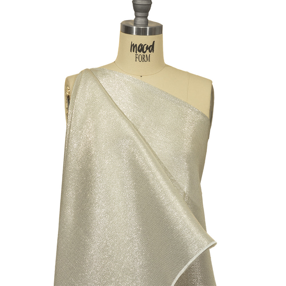Glimmer White and Silver Metallic Polyester Lame - Detail Glimmer White and Silver Metallic Polyester Lame - Detail