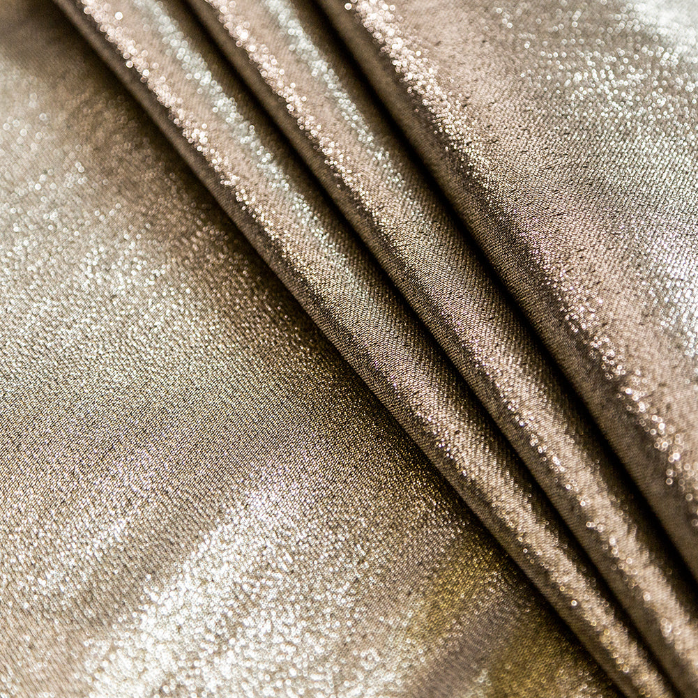 Metallic Pale Gold on Black Polyester Lame - Detail Metallic Pale Gold on Black Polyester Lame - Detail