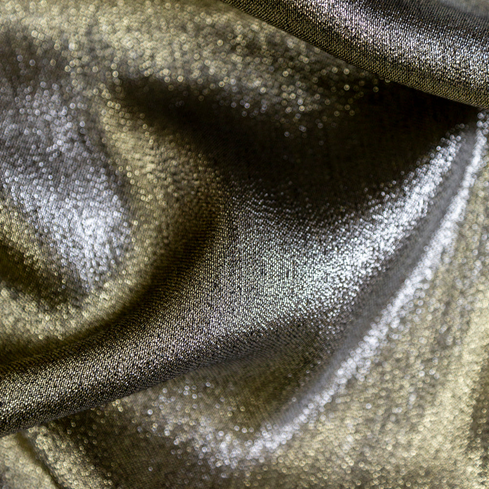 Metallic Pale Gold on Black Polyester Lame - Full Metallic Pale Gold on Black Polyester Lame - Full