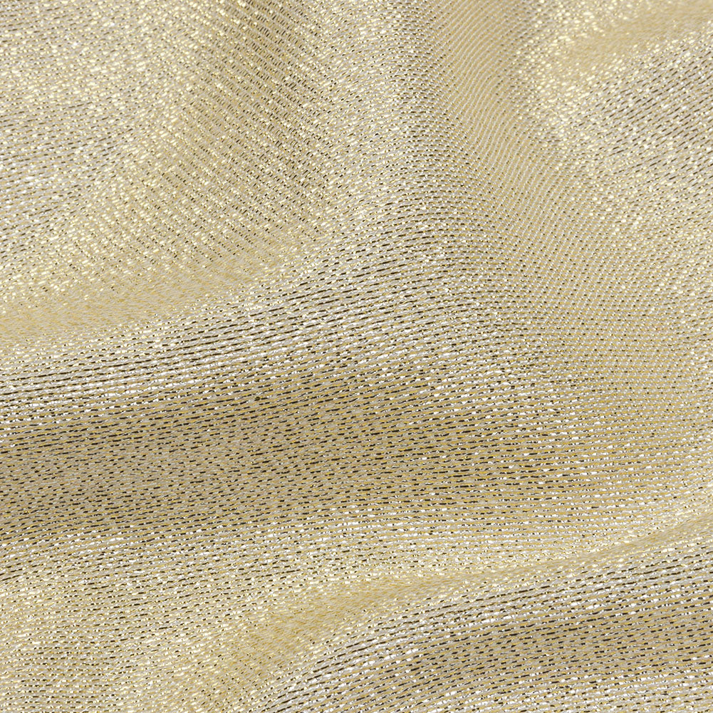 Metallic Polyester Lame - White and Gold - Glimmer Collection Detail Metallic Polyester Lame - White and Gold - Glimmer Collection Detail