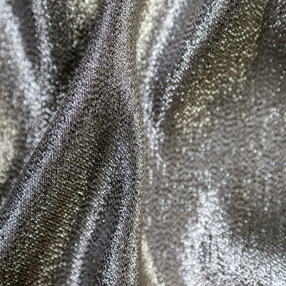 Polyester Lame - Metallic Silver on Black - Ellery Collection Full Polyester Lame - Metallic Silver on Black - Ellery Collection Full