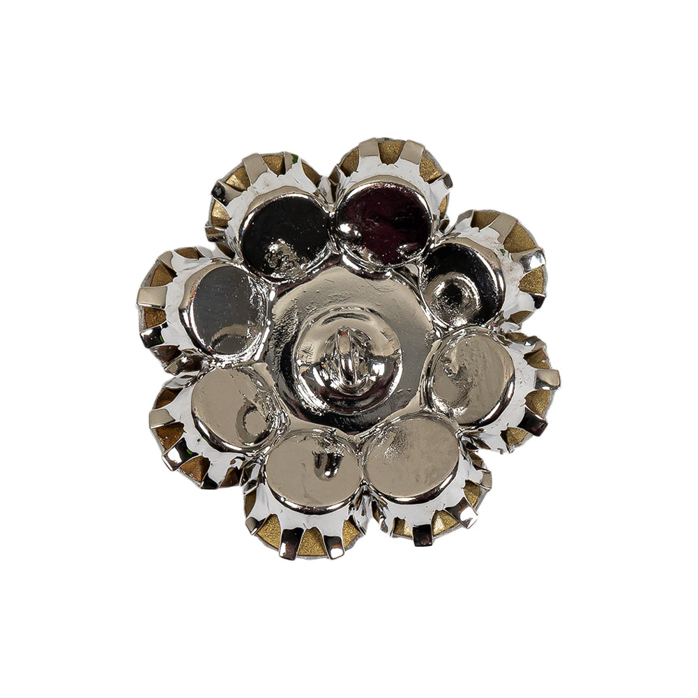 Italian Silver and Crystal Rhinestone Button - 40L/25mm - Detail Italian Silver and Crystal Rhinestone Button - 40L/25mm - Detail