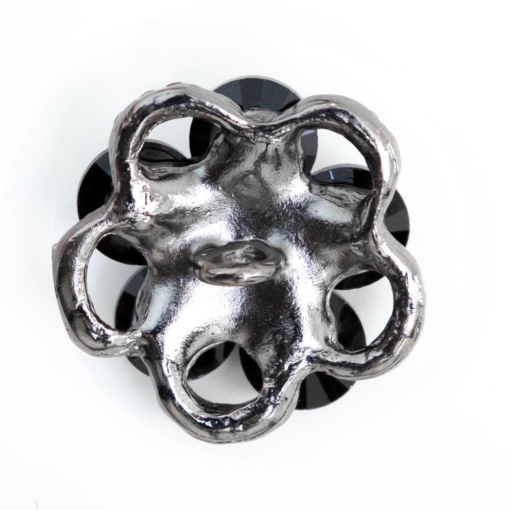 Italian Gunmetal, Black and Crystal Rhinestone Button - 48L/30.5mm - Detail Italian Gunmetal, Black and Crystal Rhinestone Button - 48L/30.5mm - Detail