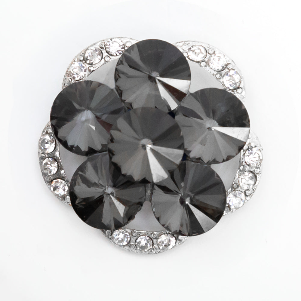 Italian Silver, Gunmetal and Crystal Rhinestone Button - 48L/30.5mm