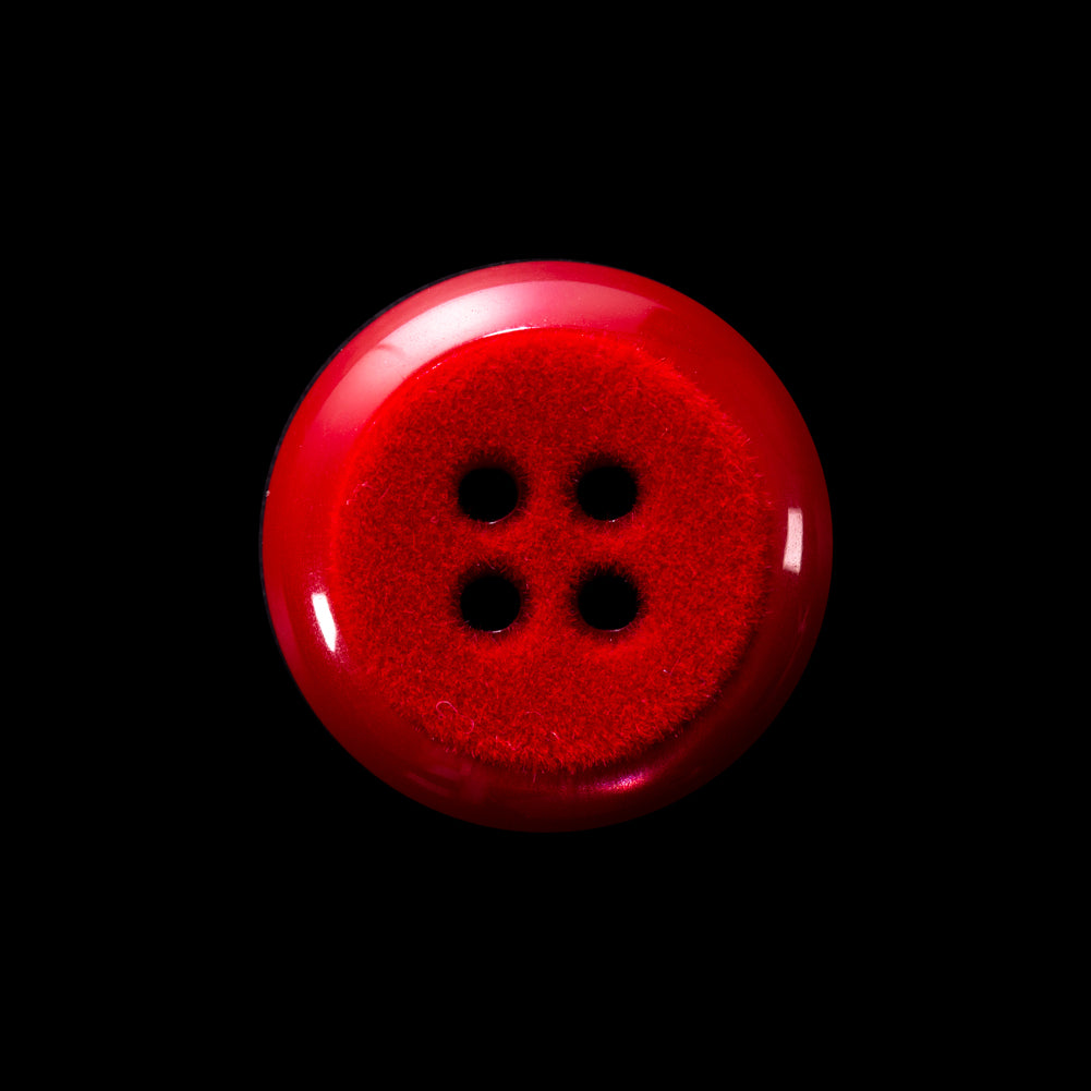 Italian Red 4-Hole Velvet-Faced Plastic Button - 36L/23mm Italian Red 4-Hole Velvet-Faced Plastic Button - 36L/23mm