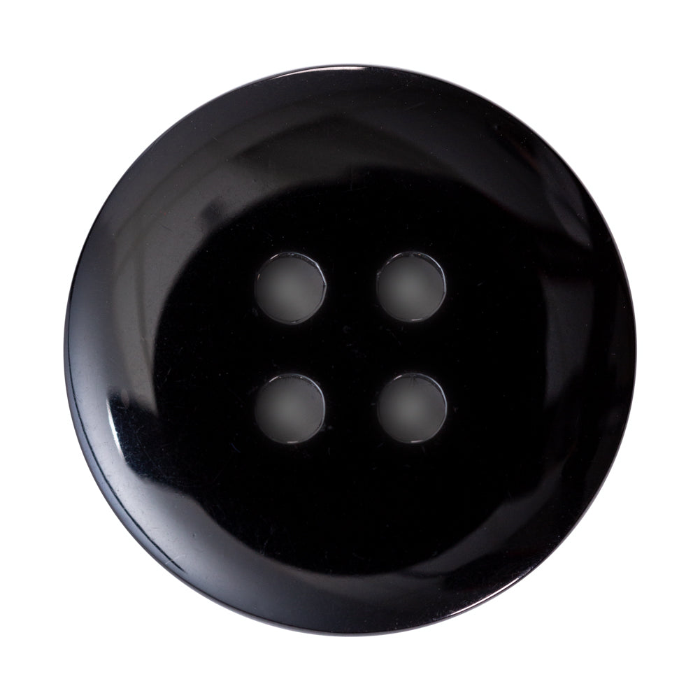 Italian Black 4-Hole Velvet-Faced Plastic Button - 54L/34mm - Detail Italian Black 4-Hole Velvet-Faced Plastic Button - 54L/34mm - Detail