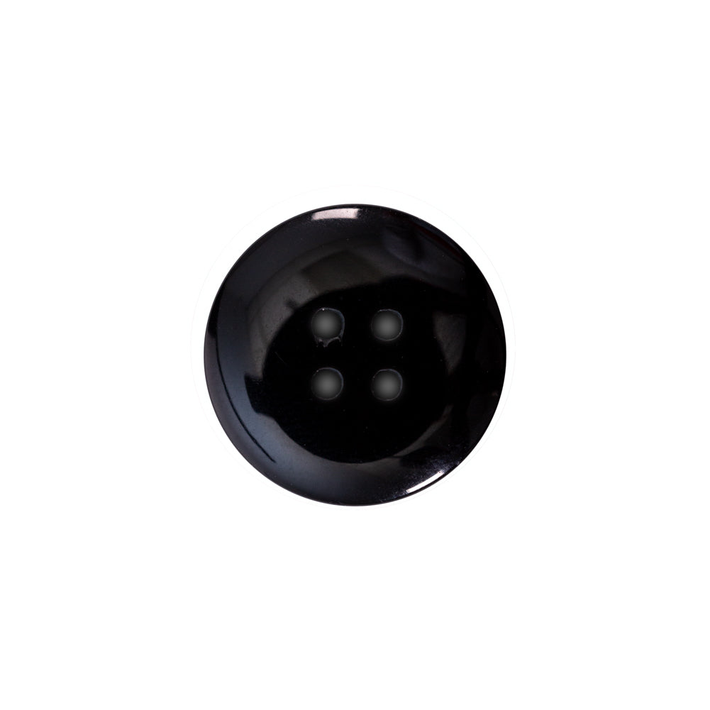 Italian Black 4-Hole Velvet-Faced Plastic Button - 28L/18mm Detail Italian Black 4-Hole Velvet-Faced Plastic Button - 28L/18mm Detail