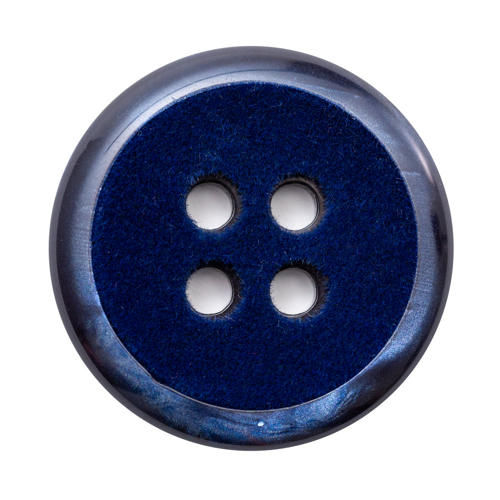 Italian Navy 4-Hole Velvet-Faced Plastic Button - 54L/34mm Italian Navy 4-Hole Velvet-Faced Plastic Button - 54L/34mm