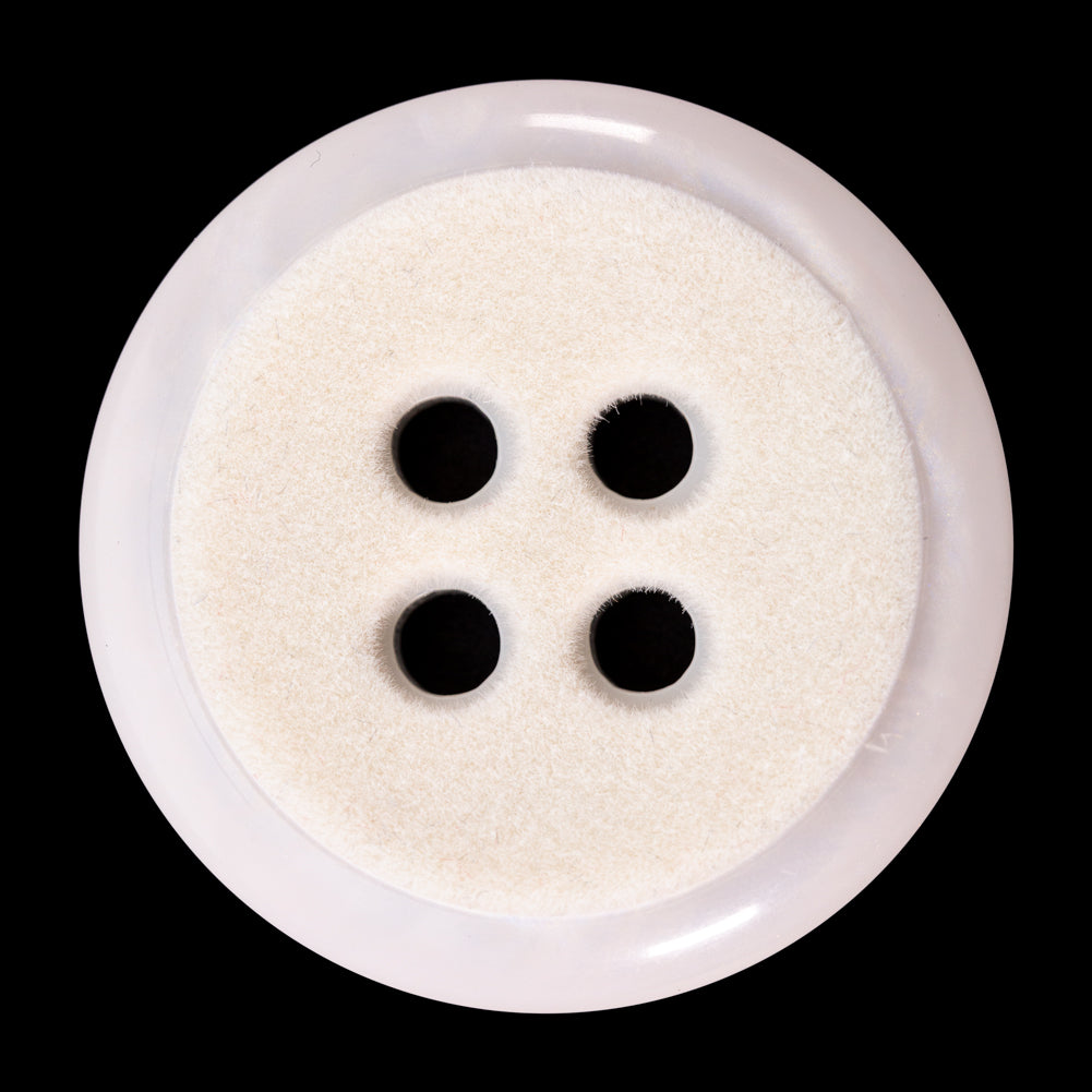 Italian Ivory 4-Hole Velvet-Faced Plastic Button - 54L/34mm Italian Ivory 4-Hole Velvet-Faced Plastic Button - 54L/34mm
