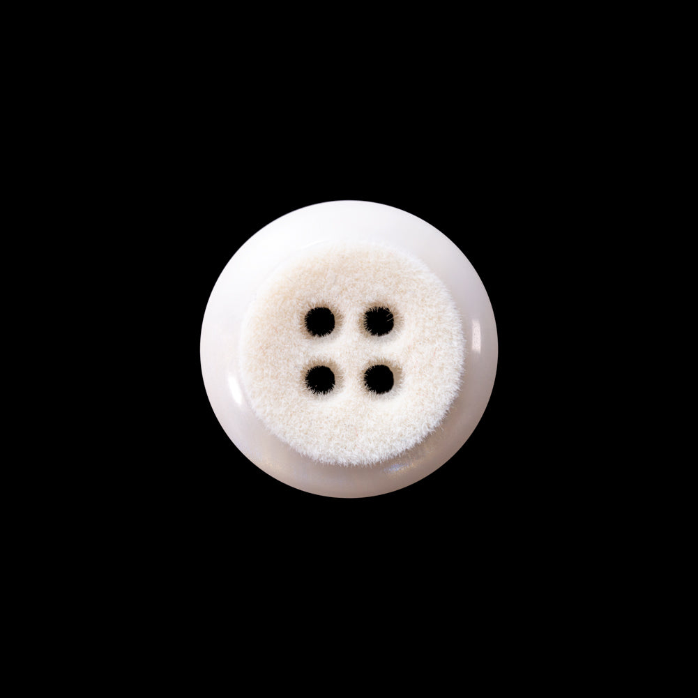 Italian Ivory 4-Hole Velvet-Faced Plastic Button - 28L/18mm Italian Ivory 4-Hole Velvet-Faced Plastic Button - 28L/18mm