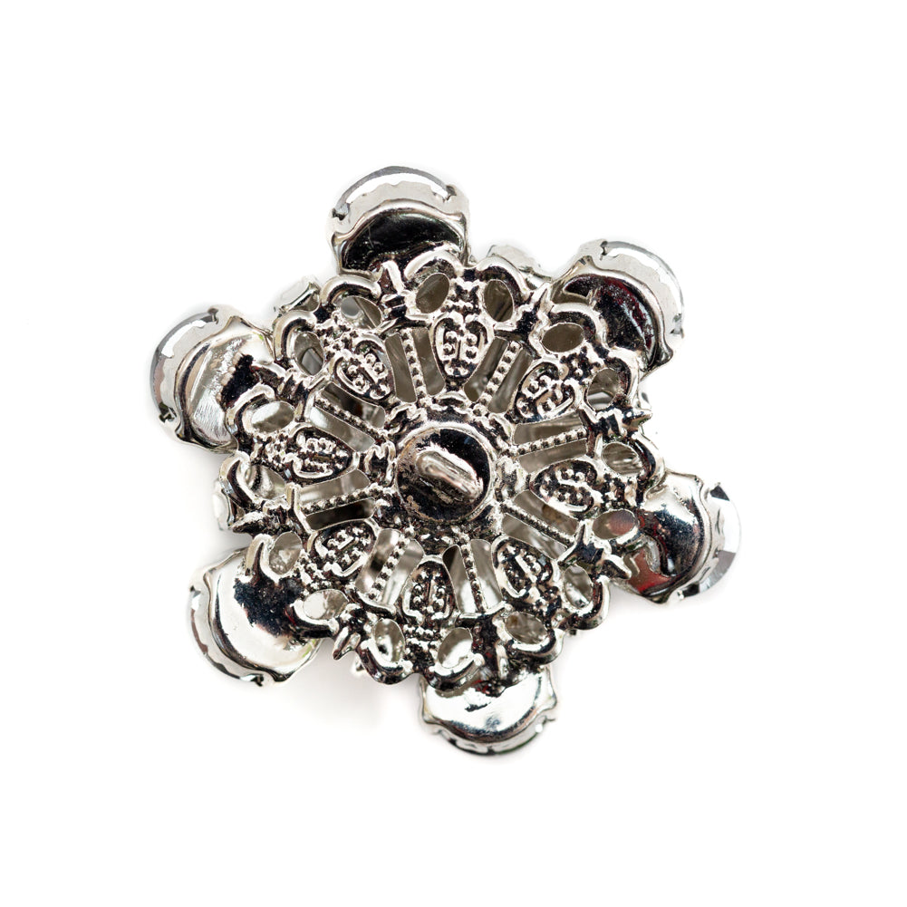 Italian Silver, Gunmetal and Crystal Rhinestone Button - 54L/34mm - Detail Italian Silver, Gunmetal and Crystal Rhinestone Button - 54L/34mm - Detail