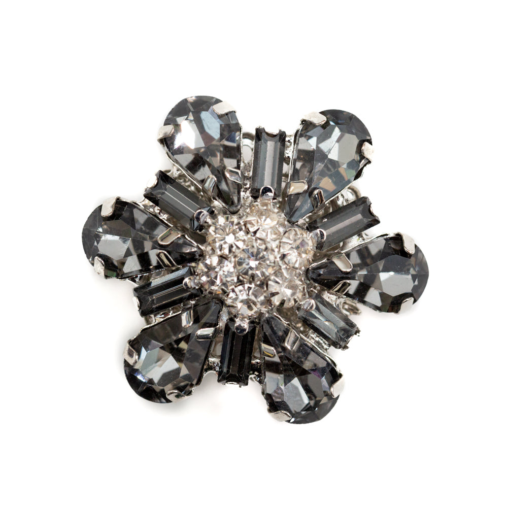Italian Silver, Gunmetal and Crystal Rhinestone Button - 54L/34mm Italian Silver, Gunmetal and Crystal Rhinestone Button - 54L/34mm