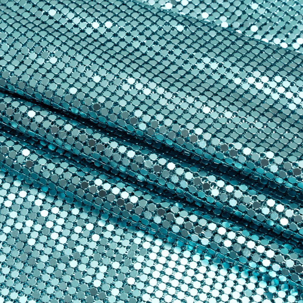 Aluminum Chainmail Fabric Panel, 3mm Tubular - Light Blue - Joan Collection Aluminum Chainmail Fabric Panel, 3mm Tubular - Light Blue - Joan Collection
