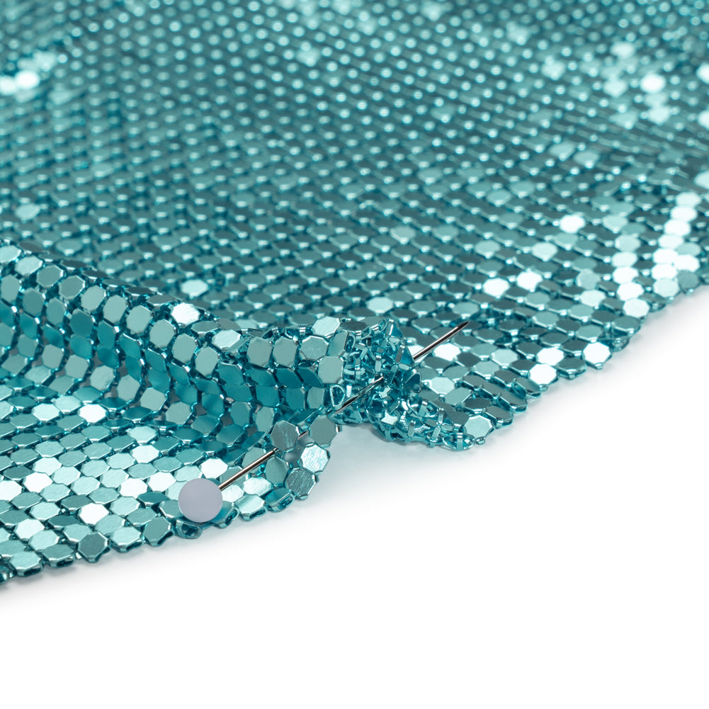 Aluminum Chainmail Fabric Panel, 3mm Tubular - Light Blue - Joan Collection Aluminum Chainmail Fabric Panel, 3mm Tubular - Light Blue - Joan Collection