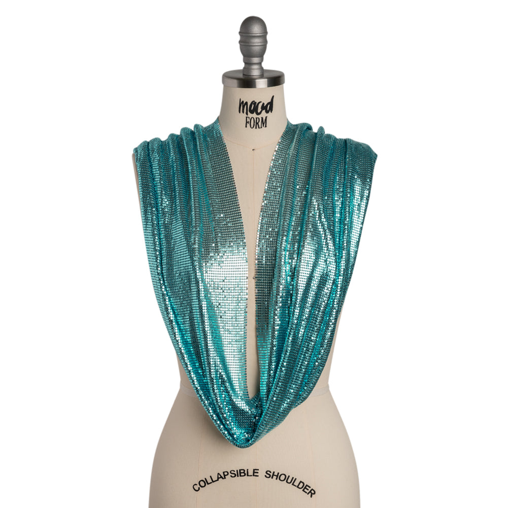 Aluminum Chainmail Fabric Panel, 3mm Tubular - Light Blue - Joan Collection Aluminum Chainmail Fabric Panel, 3mm Tubular - Light Blue - Joan Collection