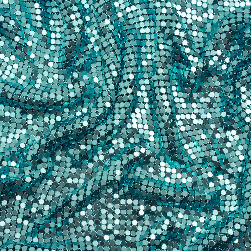 Aluminum Chainmail Fabric Panel, 3mm Tubular - Light Blue - Joan Collection Aluminum Chainmail Fabric Panel, 3mm Tubular - Light Blue - Joan Collection