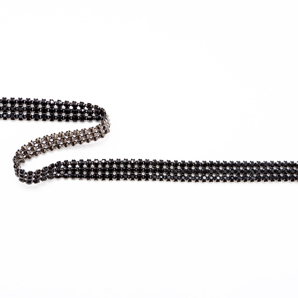 Gunmetal and Jet Black 3-Row Rhinestone Trim - 0.625" Gunmetal and Jet Black 3-Row Rhinestone Trim - 0.625"