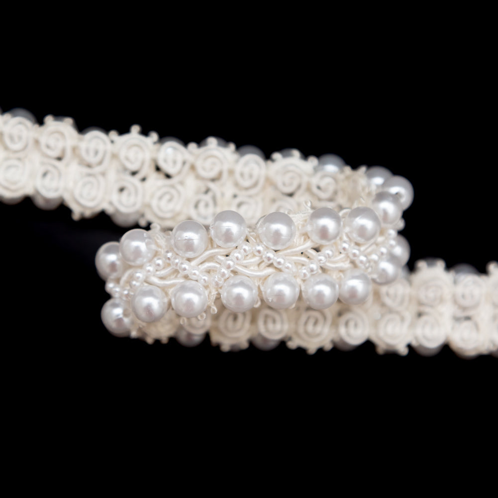 White Pearl Braided Trim - 1 - Detail