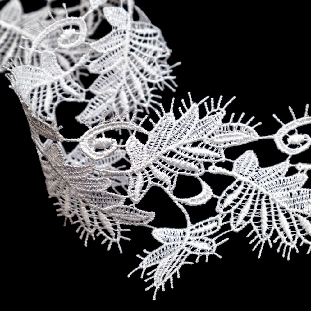 Fancy White Leafy Venise Lace Trim - 2.25" Detail Fancy White Leafy Venise Lace Trim - 2.25" Detail