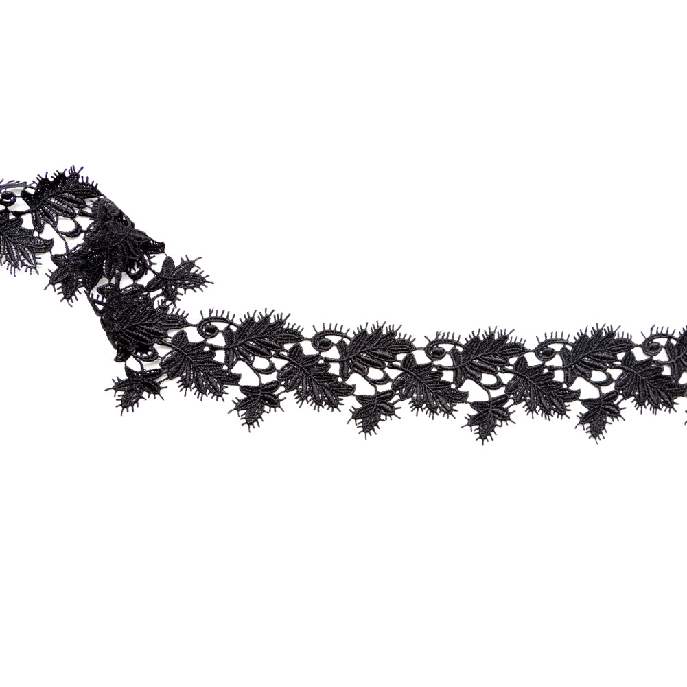 Fancy Black Leafy Venise Lace Trim - 2.25 Fancy Black Leafy Venise Lace Trim - 2.25
