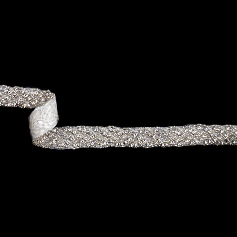 Silver and Crystal Beaded Rhinestone Trim - 1 Silver and Crystal Beaded Rhinestone Trim - 1