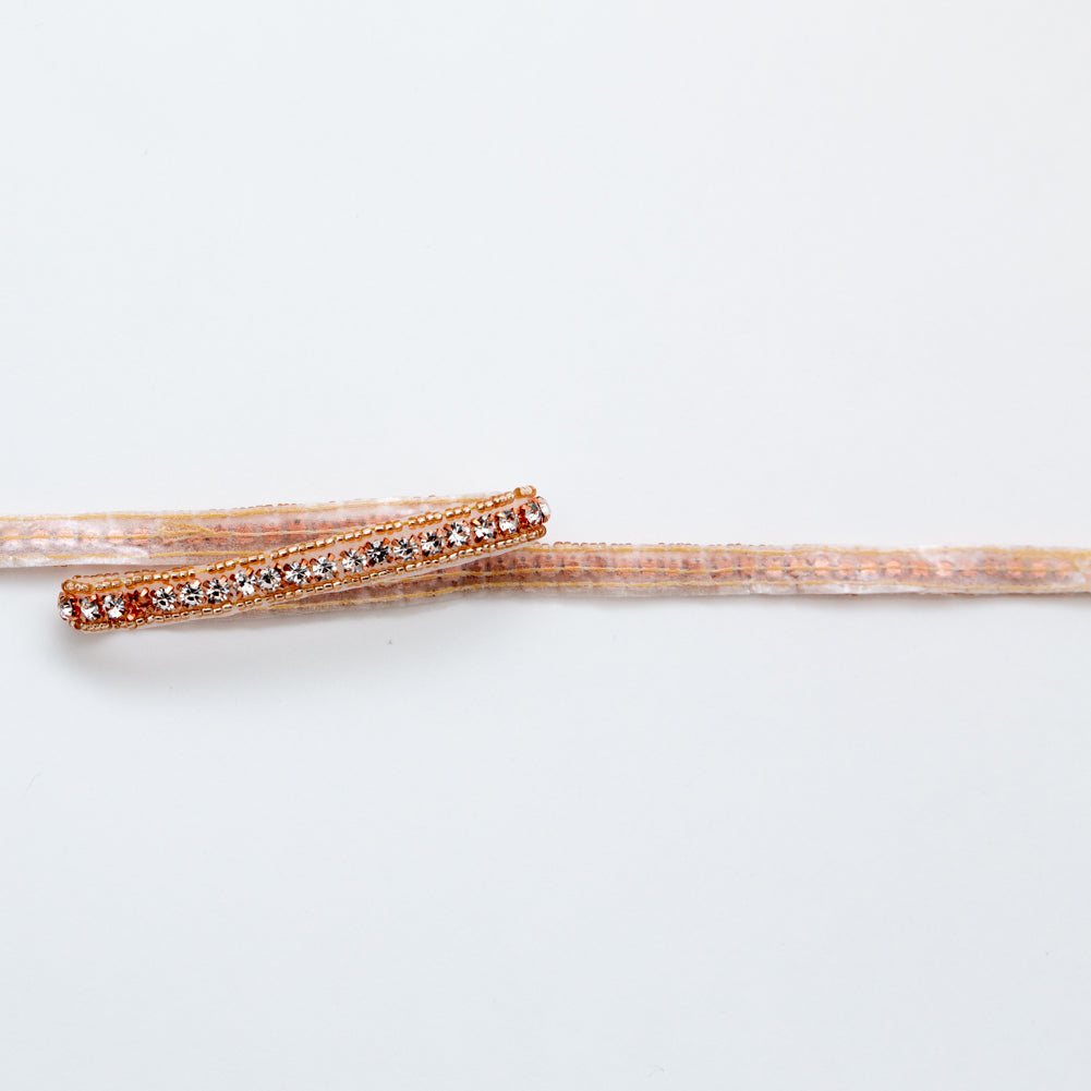 Rose Gold and Crystal Beaded Rhinestone Trim - 0.375 Rose Gold and Crystal Beaded Rhinestone Trim - 0.375