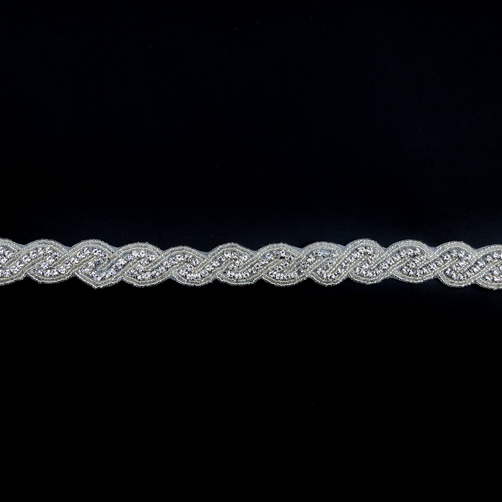 Silver and Crystal Zig Zag Beaded Rhinestone Trim - 1" Silver and Crystal Zig Zag Beaded Rhinestone Trim - 1"