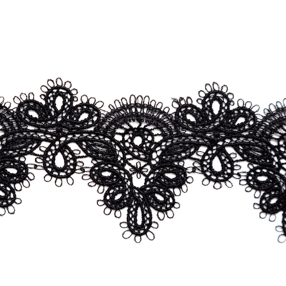 Fancy Black Venise Lace Trim - 2 - Detail Fancy Black Venise Lace Trim - 2 - Detail