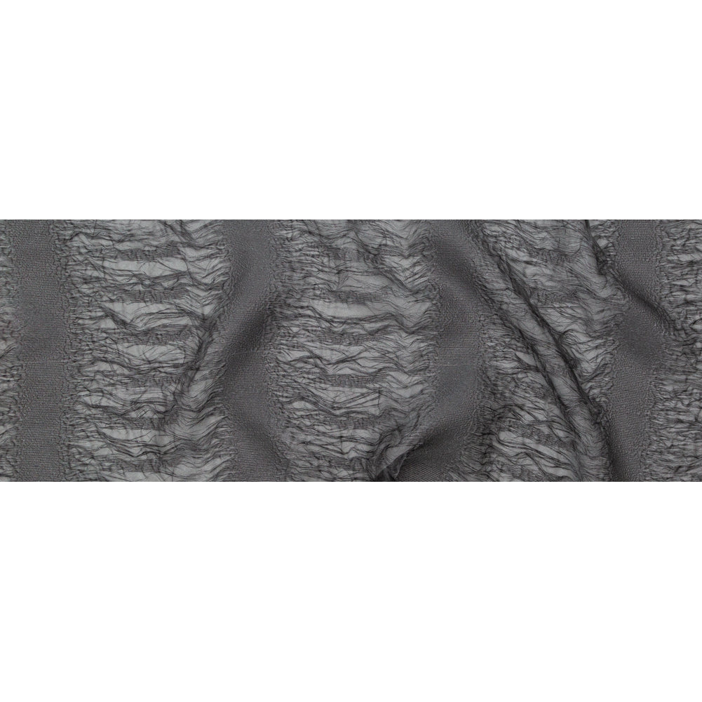 Metallic Double Layer Organza - Black and Silver Iridescent Stripes Folded Metallic Double Layer Organza - Black and Silver Iridescent Stripes Folded