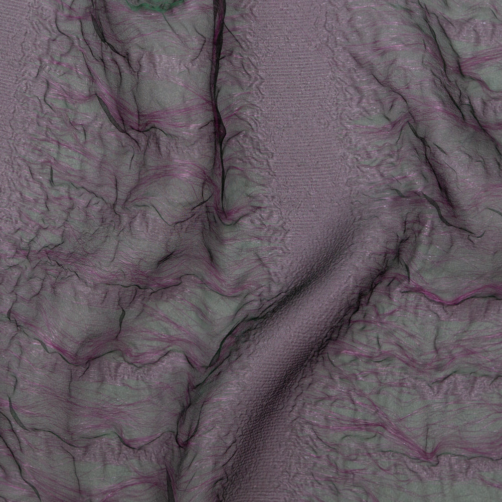 Metallic Purple and Green Iridescent Striped Double Layer Organza Metallic Purple and Green Iridescent Striped Double Layer Organza