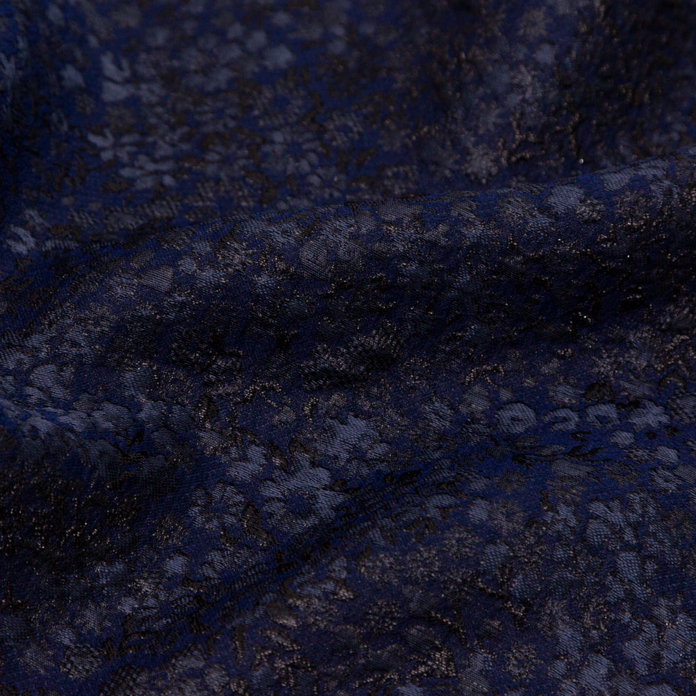 Metallic Royal Blue Luxury Floral Brocade - Detail