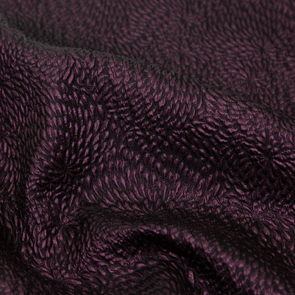 Metallic Aubergine Floral Double-Layer Organza Brocade - Full Metallic Aubergine Floral Double-Layer Organza Brocade - Full