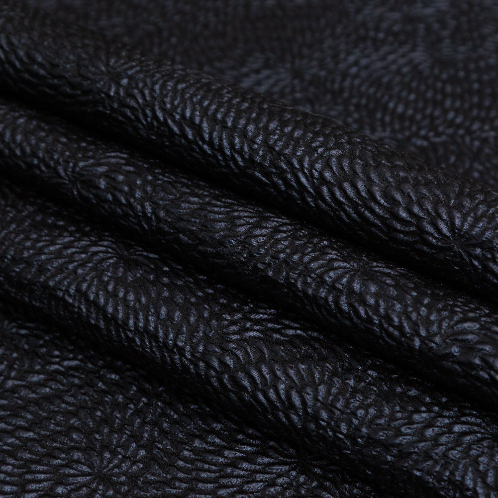 Metallic Black Floral Double-Layer Organza Brocade - Detail Metallic Black Floral Double-Layer Organza Brocade - Detail