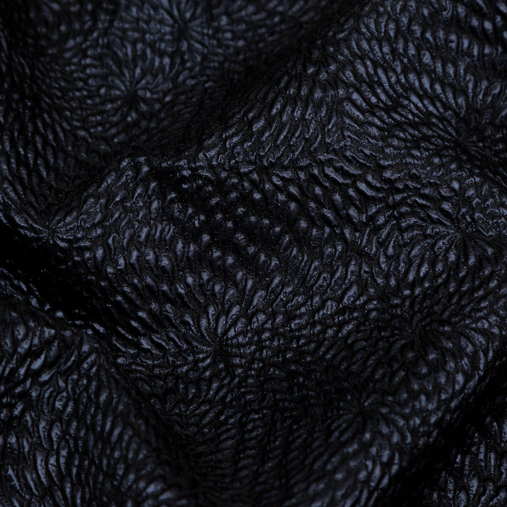 Metallic Black Floral Double-Layer Organza Brocade - Full Metallic Black Floral Double-Layer Organza Brocade - Full