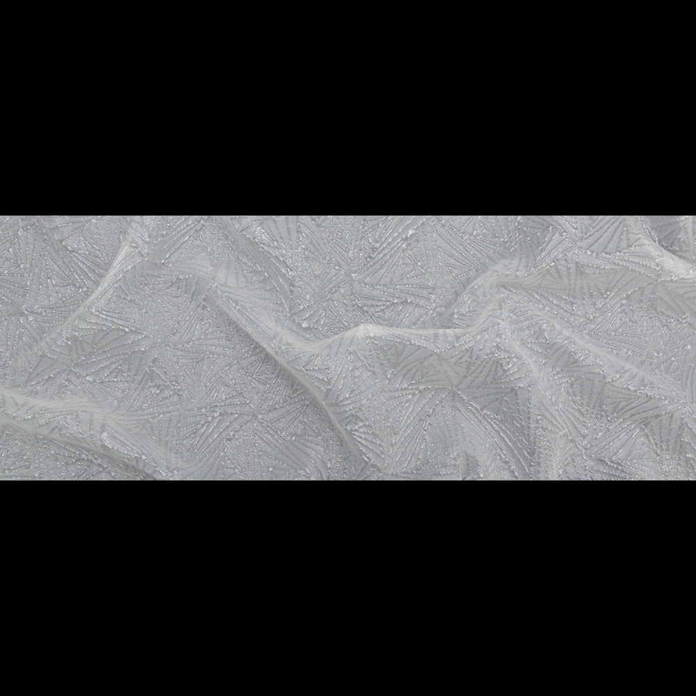 Luminous White Geometric Double-Layer Creped Organza Brocade Folded Luminous White Geometric Double-Layer Creped Organza Brocade Folded