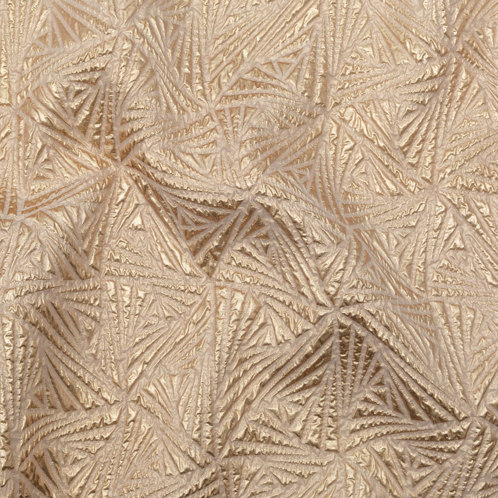 Luminous Gold Geometric Double-Layer Creped Organza Brocade Luminous Gold Geometric Double-Layer Creped Organza Brocade