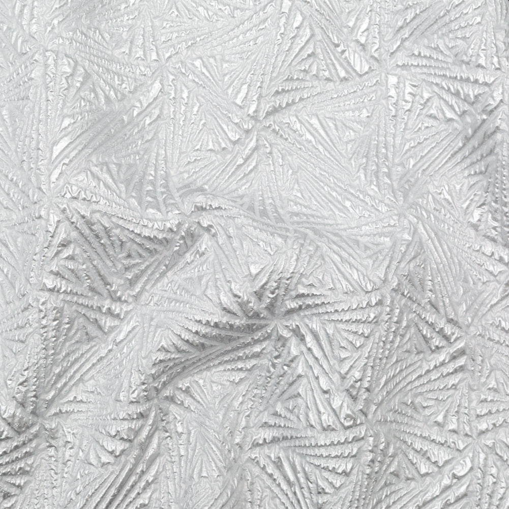 Luminous Silver Geometric Double-Layer Creped Organza Brocade Luminous Silver Geometric Double-Layer Creped Organza Brocade