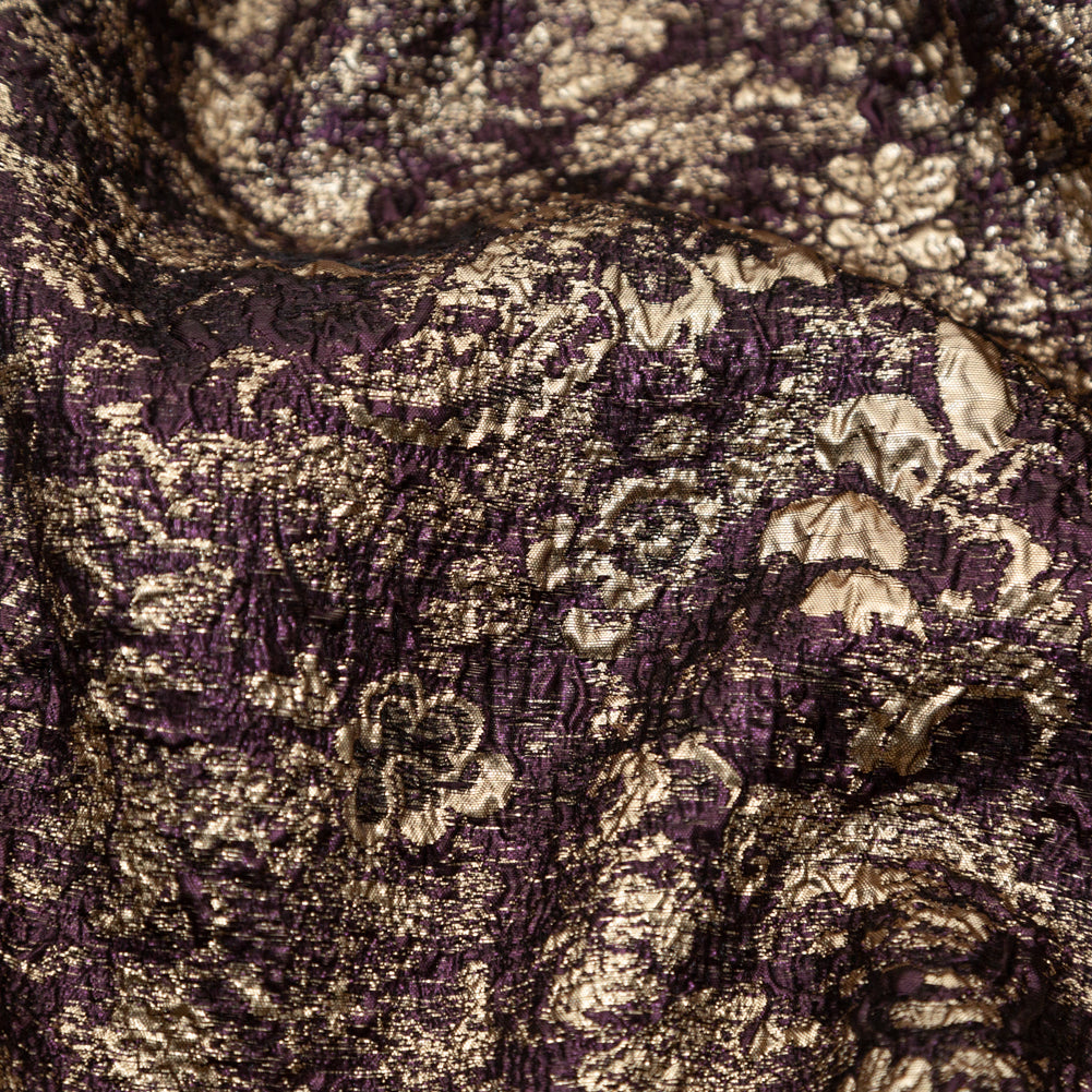 Aubergine and Gold Luxury Metallic Brocade - Full Aubergine and Gold Luxury Metallic Brocade - Full